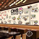 日本卡通美食料理大型壁纸日式寿司店壁画拉面店铺卡通背景墙墙纸