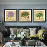美式装饰画植物客厅沙发背景墙现代简约风格餐厅三联有框墙壁挂画