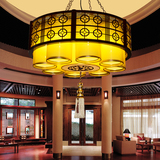 新中式吊灯木艺羊皮灯餐厅大厅酒店茶楼客厅灯仿古典大气装修灯饰