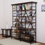 简易书架落地置物架艺术书架定制卧室书柜办公室复古落地书架实木