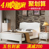 特价白色全实木床 储物高箱床 1.5米1.8米双人橡木床简约现代婚床