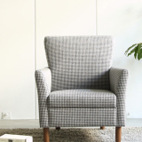 北欧沙发椅子单人布艺格子宜家椅子欧式简约现代家用靠背卧室椅子