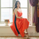 韩国代购mycoco 波西米亚风格性感吊带沙滩长裙连衣裙