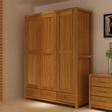 北欧日式实木橡木大衣柜卧室家具橡木收纳衣橱组合3门衣柜储物柜