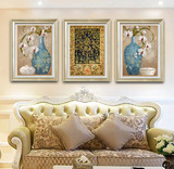欧式装饰画美式沙发背景现代客厅有框三联画壁画挂画墙画餐厅床头