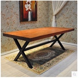 新品上市 欧美铁艺 实木餐桌椅组合 长方形会议办公桌 咖啡厅桌椅