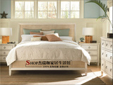 美式软包床法式纯实木双人床婚床北欧家具床亚麻布真皮外贸软包床