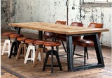 美式乡村实木餐桌椅组合书桌原木电脑桌办公室桌做旧会议桌洽谈桌