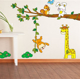 动物乐园猴子长颈鹿儿童房幼儿园墙贴可移除贴纸玻璃贴森林动物们