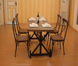 正品loft美式复古铁艺餐厅快餐桌实木会议桌长桌电脑桌办公桌子
