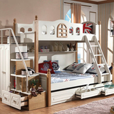 双层床子母床高低床实木上下铺组合床储物儿童床男孩女孩套房家具