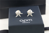 apm monaco S925纯银珍珠海星耳钉 时尚个性 法国大牌 微镶锆石