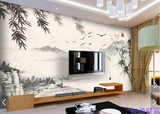 中式山水情电视背景墙现代新款水墨画家庭酒店办公室大型创意壁画