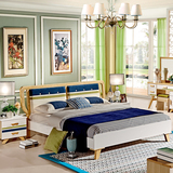 实木床1米8双人大床软包靠背婚床 现代简约北欧宜家1.5单人橡木床