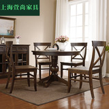美式圆餐桌水曲柳实木家具 出口外贸法式实木餐桌欧式圆桌椅组合