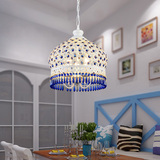 唯美蓝色水晶吊灯 田园地中海波西米亚风格温馨浪漫饭厅卧室灯具