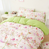 简约纯棉四件套 全棉卡通印花被套床单1.8米双人床学生床上用品