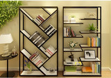 美式铁艺实木书架落地式置物架复古客厅隔断架创意书架隔板展示架