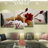 客厅现代简约装饰画时尚立体浮雕画沙发背景墙画餐厅壁画娇姿红荷