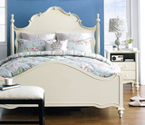 美式床全实木床白色欧式真皮双人床象牙白双人床北欧实木家具