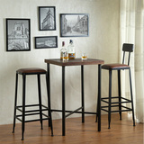 简约餐桌椅组合 小户型休闲桌椅 咖啡厅实木正方形经济型铁艺酒吧