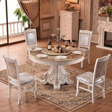 欧式餐桌实木餐桌椅组合大理石圆桌双层圆桌法式餐台白色饭桌促销