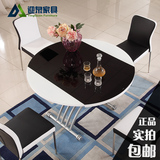 餐桌椅组合 多功能钢化玻璃折叠升降移动圆餐桌茶几两用饭桌正品