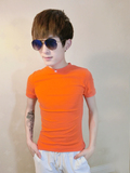 夏季男青年短袖T恤纯棉半高领半袖T恤韩版修身纯色短袖T恤男装潮