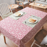 简约现代端午大促价花边桌布家用防尘棉麻布艺餐桌台布玫瑰花台布