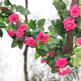 仿真植物韩国玫瑰花藤条室内客厅阳台吊顶婚庆护栏管道装饰藤蔓