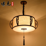 新中式吊灯现代简约圆形餐厅卧室书房客厅灯红木古铜色LED吸顶灯