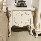 欧式小床头柜 法式珠光白珍珠漆描金木质床边柜卧室新古典储物柜