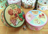 新款中号小熊 可爱卡通 曲奇饼干圆形铁盒 圆形铁罐 烘焙包装盒
