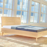 现代純实木床北欧原木水曲柳橡木床宜家欧式卧室家具1.5米简约床