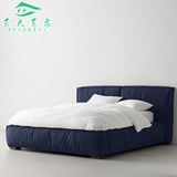 人气新品现代简约蓝色储物布艺床  1.8米双人皮床北欧宜家软包床