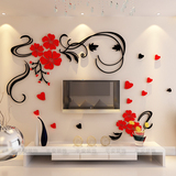 浪漫花藤水晶亚克力3d立体墙贴画客厅卧室电视背景墙房间装饰贴纸