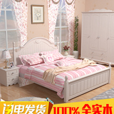 纯实木床白色松木床韩式全实木床1.8米高箱双人床1.5米公主床婚床