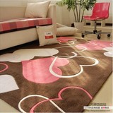 时尚可爱粉红爱心形手工加厚地毯客厅茶几卧室耐脏满铺地毯可定做