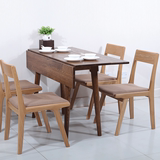 简约现代白橡木黑胡桃木纯实木折叠餐桌椅组合原木创意餐厅家具
