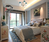新中式 布艺双人床1.8米主卧婚床特价定制样板房别墅酒店现代简约