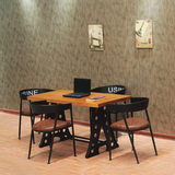 简约现代铁艺实木办公桌会议桌电脑桌书桌写字台工作台合谈餐桌椅