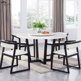 北欧圆形大理石餐桌饭桌带转盘小户型4人6人实木餐桌椅组合套装