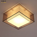 现代新中式吸顶灯正方形客厅灯具仿古创意简约布艺圆形卧室铁艺灯