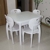 实木小餐桌可伸缩两用白色餐桌椅组合小户型田园小桌子多功能折叠