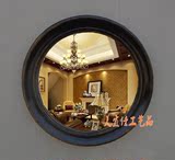 新款欧式中式家居装饰品黑色圆镜卫生间镜梳妆台镜试衣镜浴室镜子