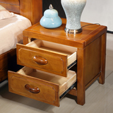 中式橡胶木实木床头柜简约抽屉柜子储物柜收纳柜黄金胡桃色家具