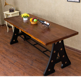 loft实木餐桌 美式 简约工业做旧风格 铁艺餐桌 办公桌做旧餐桌