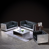 欧式个性真皮沙发 咖啡厅美式创意 铝皮英伦简欧复古客厅组合家具