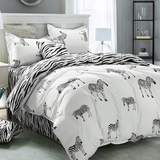 欧式简约床上用品四件套黑白纯色格子条纹床单被套宿舍三4件套