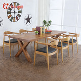 复古实木餐桌 北欧小户型长方形 6人桌 咖啡厅西餐厅主题餐厅桌椅